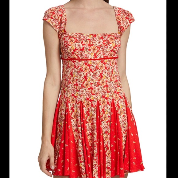NWT FREE PEOPLE ponderosa mini dress in strawberry combo - Picture 7 of 15